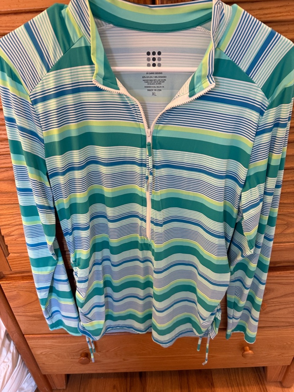 Title Nine Striped Swim Top in Teal, Aqua, Blue and Tankini Size XL
